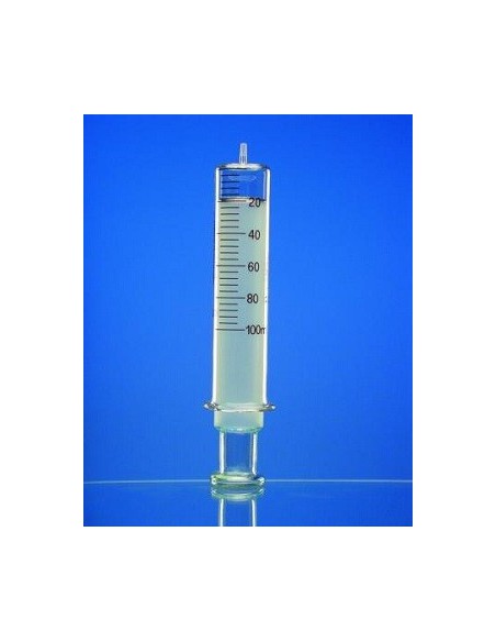 All glass syringe 20 ml: 1 glass tip Luer amber graduated