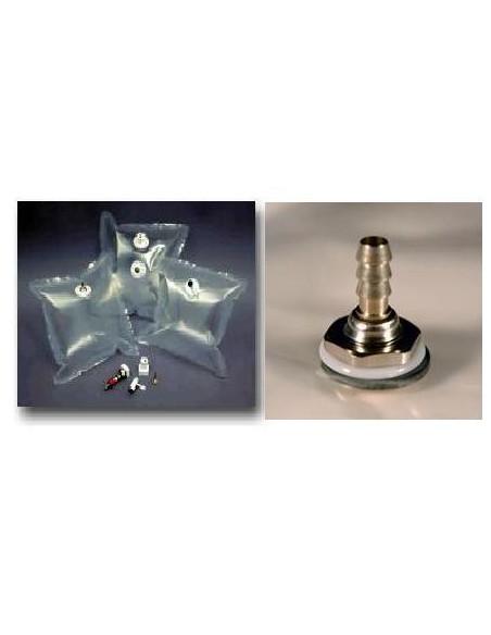 Gas sample bag 3L Tedlar clear 25x25 cm nickel plated brass