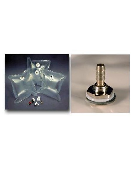 Gas sample bag 5L Tedlar clear 30x30 cm nickel plated brass