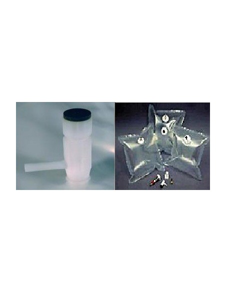 Gas sample bag 16L Tedlar clear 46x46 cm Poly 2 in 1 port and