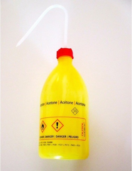 Safety was bottle "Aceton" 500 ml PE-LD narrow mouth yellow red