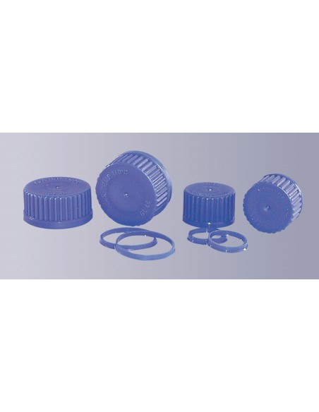 Schraubkappe PP mit Dichtung blau GL45 autoklavierbar VE 10