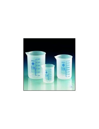 Griffin beaker 500:100 ml PP graduation blue spout