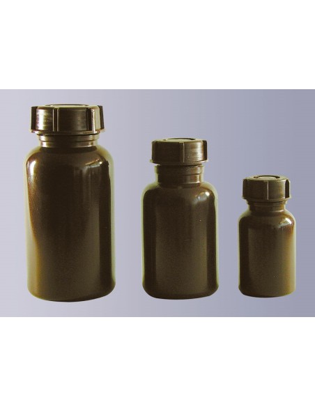 Weithalsflasche PE-LD 250 ml braun ohne Verschluss GL 40