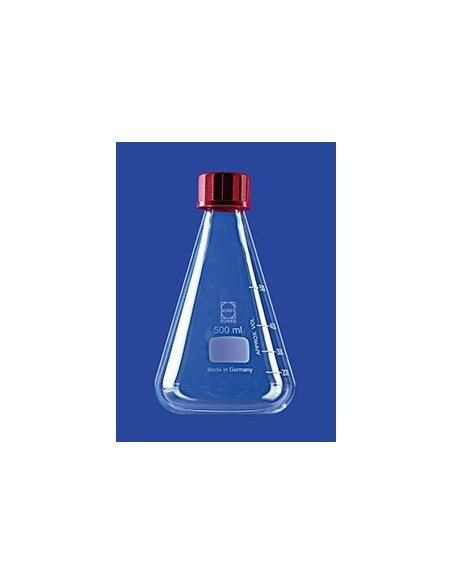 Erlenmeyerkolben 250 ml Duran Schraubkappe GL32 rot Teilung VE