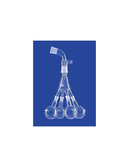 Distilling receiver Bredt 4 flasks NS14/23 bent glass upper