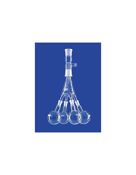 Distilling receiver Bredt 4 flasks NS14/23 straight glass upper