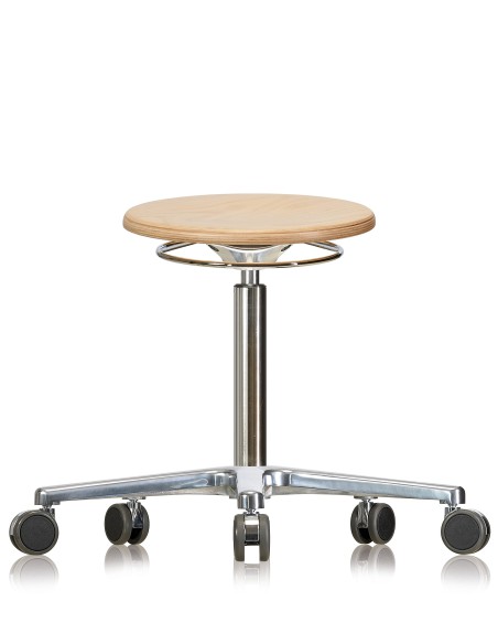 Stołek obrotowy na kółkach WS3020 Classic siedzisko z drewna