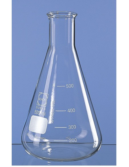 Erlenmeyer flask 25 ml Duran narrow neck beaded rim graduation