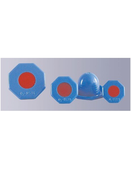 Octagonal stopper PE-HD blue round for oxygen bottles NS 14