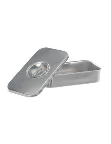 Instruments tray with lid with handle stockable 18/10 steel