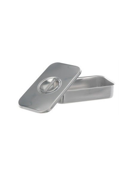 Instruments tray with lid with handle stockable 18/10 steel