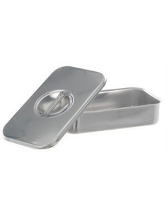 Instruments tray with lid with handle stockable 18/10 steel