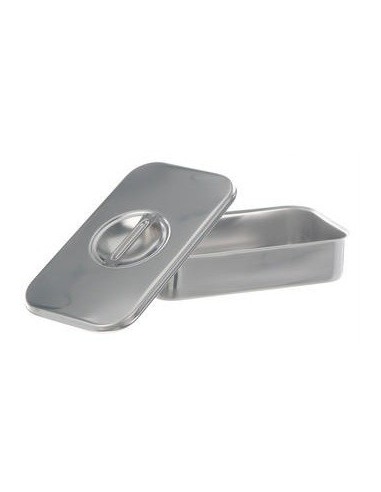 Instruments tray with lid with handle stockable 18/10 steel