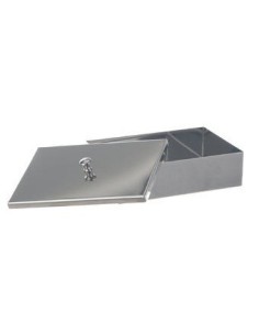 Instruments tray with lid with knob 18/10 steel WxDxH