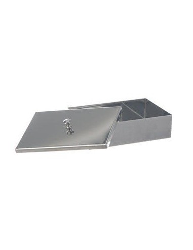 Instruments tray with lid with knob 18/10 steel WxDxH 300x200x50