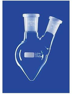 Two-neck pear-shaped flask 250 ml Duran center NS19/26 side