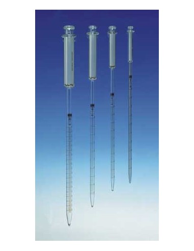 Graduated pipette with piston 1:0,01 ml AR-glass total delivery