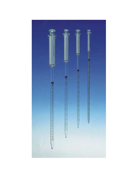 Graduated pipette with piston 1:0,01 ml AR-glass total delivery