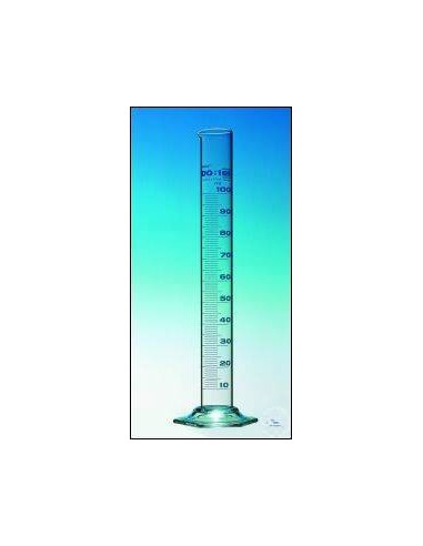 Measuring cylinder 100 ml Duran class B short line blue