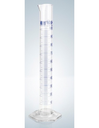 Measuring cylinder 5 ml Duran class A ring graduation CC blue