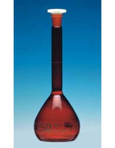 Volumetric flask 25 ml Duran amber class A CC poly stopper NS