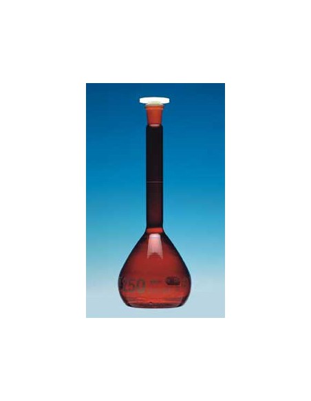 Messkolben 250 ml Duran braun Klasse A KB Stopfen PE NS 14/23