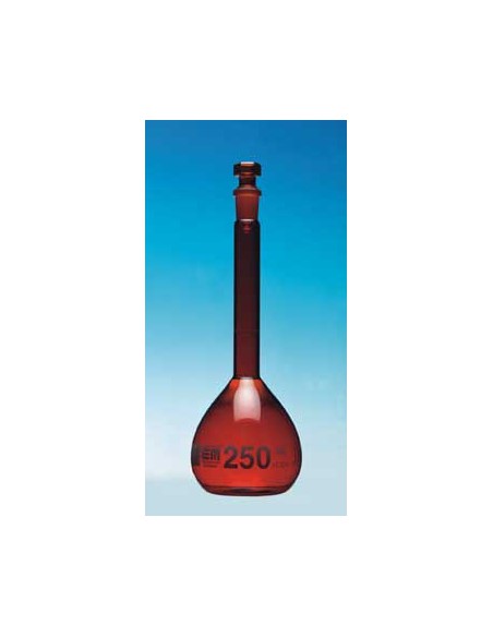 Messkolben 50 ml Duran braun Klasse A KB Glasstopfen NS14/23 VE