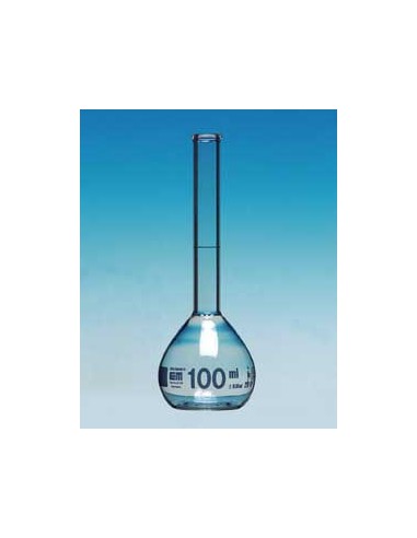Volumetric flask 5 ml Duran class A CC beaded rim blue
