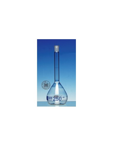 Volumetric flask 20 ml Duran class A CC no stopper blue