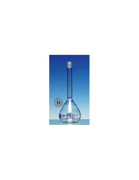 Volumetric flask 20 ml Duran class A CC no stopper blue