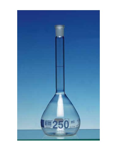 Volumetric flask 20 ml Duran class A CC no stopper blue