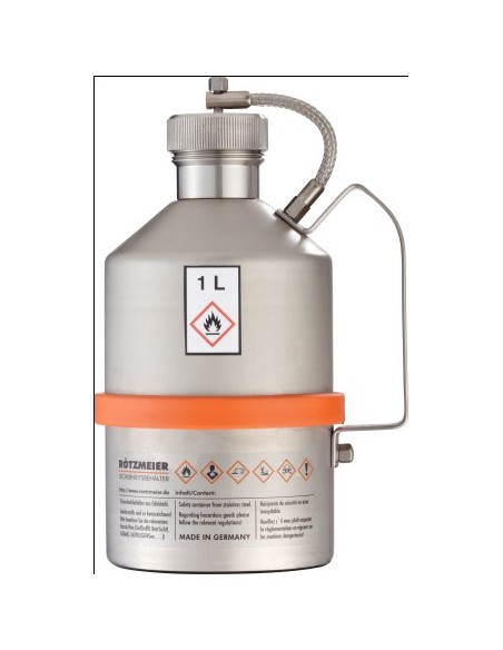 Safety transportation can with screw cap stainless steel 1L