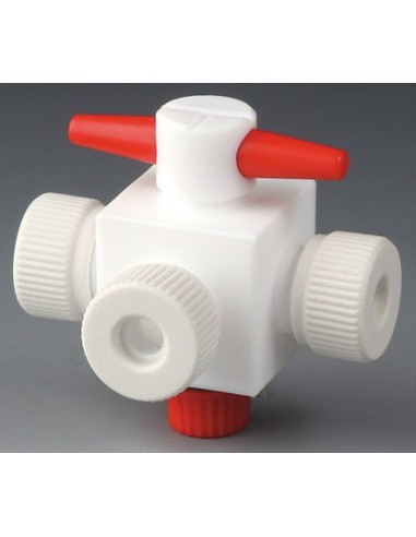 3-drożny kurek stożkowy PTFE do węży o średnicy zewn. Ø 4 mm