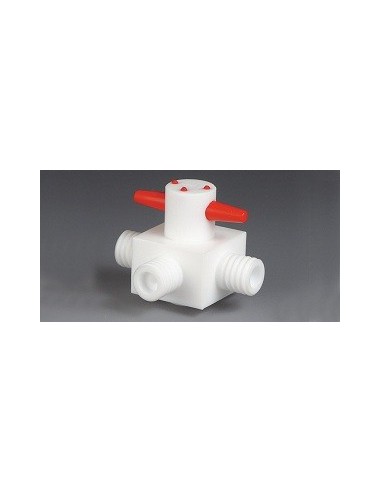 GL 3 Way Stopcock PTFE GL18 Bore shape stopcock 4 mm T-shaped
