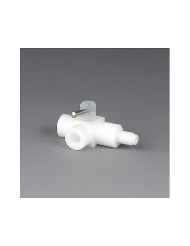 Mini-3 Wege-Hahn PTFE UNF 1/4" 28 G für Ø 0,8x1,6 mm