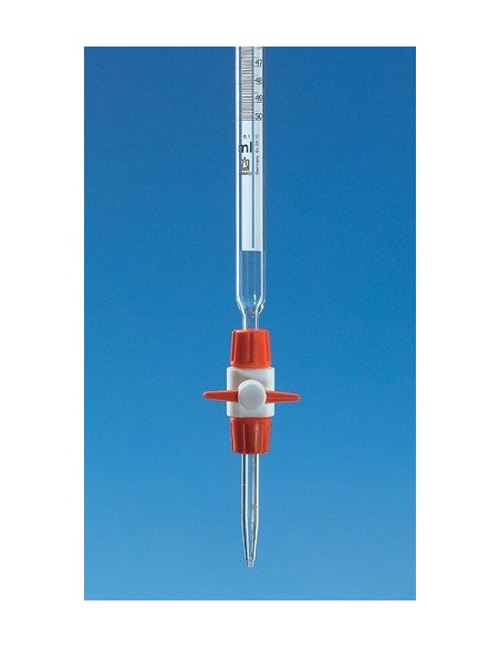 Compact burette 10:0,05 ml PTFE stopcock AR glass Schellbach