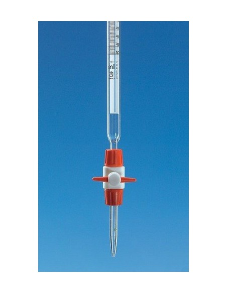 Biureta kompaktowa 25:0,1 ml kranik PTFE szkło sodowo-wapienne