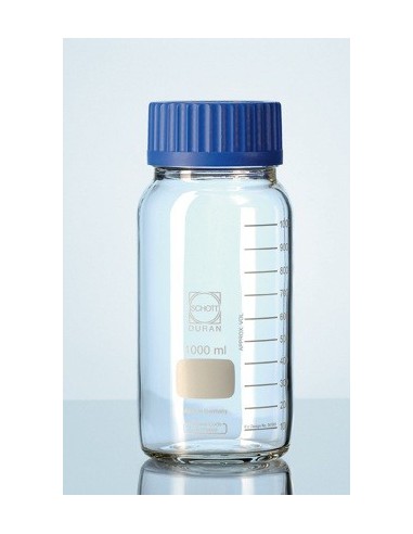 Reagent bottle 1000 ml wide neck Duran clear glass screw cap