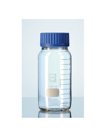 Reagent bottle 1000 ml wide neck Duran clear glass screw cap