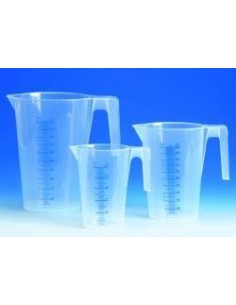 Zlewka miarowa 500mL PP skala niebieska wylew sztaplowalna op.