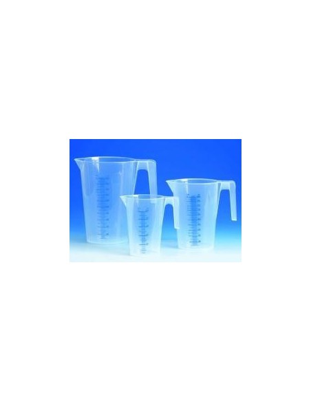 Zlewka miarowa 500mL PP skala niebieska wylew sztaplowalna op.