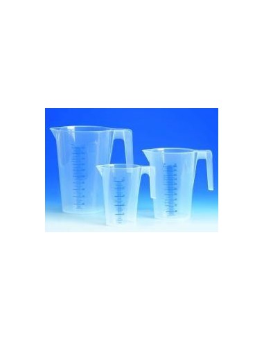 Graduated beaker 2000 ml PP graduation black spout stackable