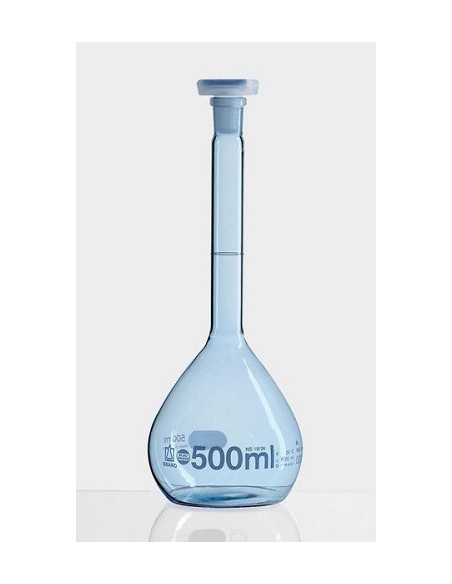 Volumetric flask 50 ml wide neck PUR-coated class A Boro 3.3 NS