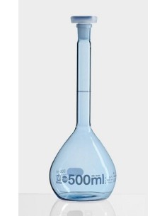 Volumetric flask 500 ml wide neck PUR-coated class A Boro 3.3