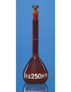 Messkolben 50 ml Boro 3.3 braun USP KB Glasstopfen NS12/21 VE 2