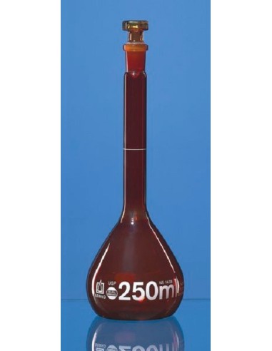 Messkolben 100 ml Boro 3.3 braun USP KB Glasstopfen NS14/23 VE