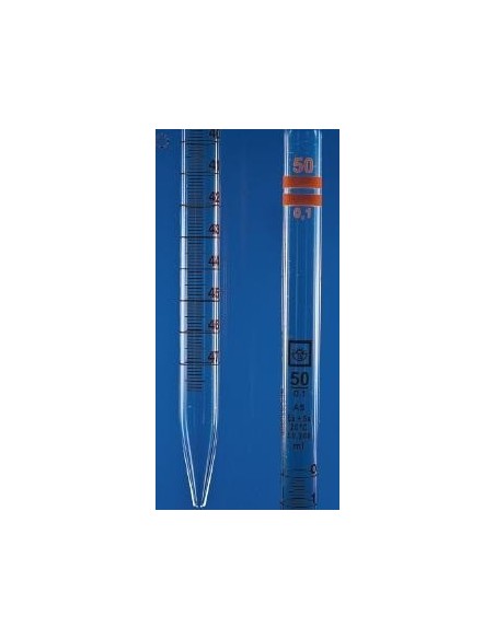 Messpipette 50:0,1 ml Klasse A AR-Glas völliger Ablauf 2xorange