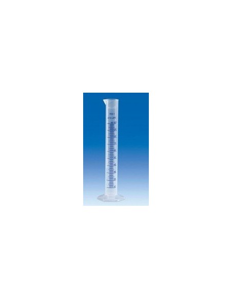 Measuring cylinde PP 25 ml class B tall form blue raised