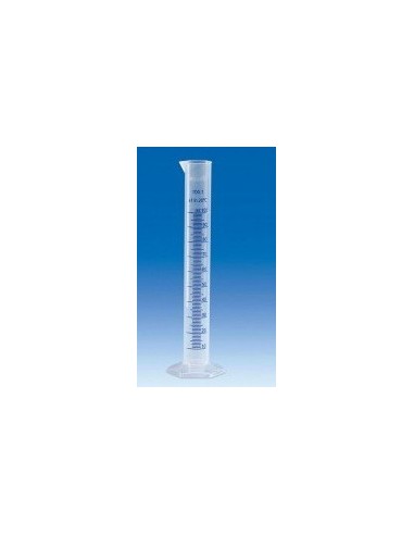 Measuring cylinde PP 50 ml class B tall form blue raised